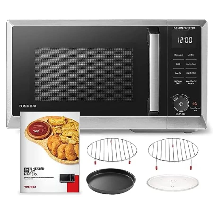Forno a Microonde da Banco 6-in-1 con Design in Acciaio Inox, Friggitrice ad Aria, Funzione Grill e Convezione, Modello Speedy C
