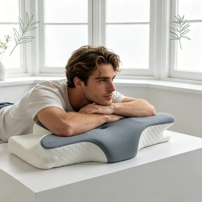 Cuscino ortopedico in memory foam a forma di farfalla per uso domestico, a lento ritorno, per alleviare il dolore cervicale e al collo.
