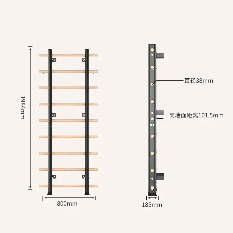Wholesale Palestra Fitness Pull Up Bar Swedish staircase in wall mounted wood