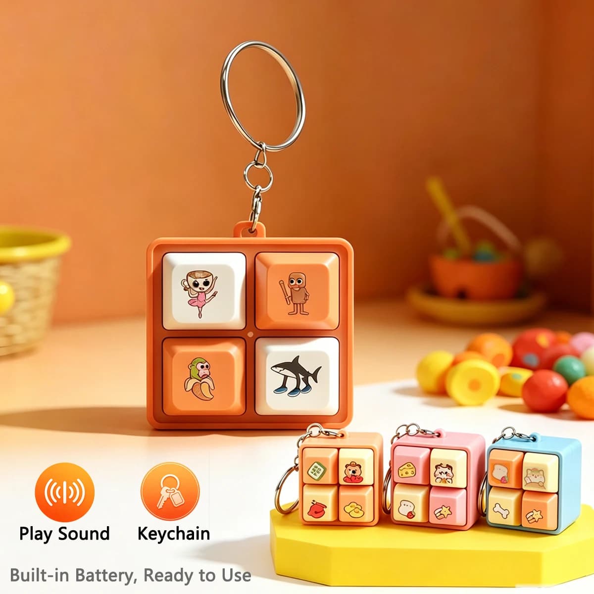 Portachiavi Sonoro Tralalero con Effetti Sonori Divertenti, Giocattolo Antistress, Ciondolo Portachiavi a Forma di Gatto, Cane, Capibara, Regalo Originale per Bambini e Adolescenti