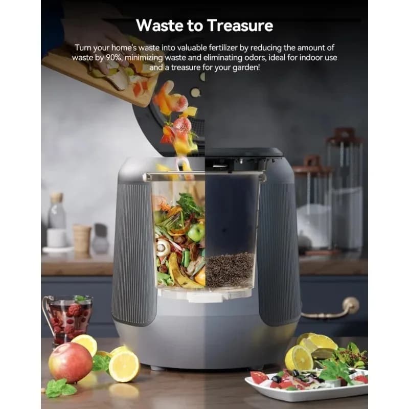 Compostiera Elettrica da Cucina 4.2L, Riciclatore di Alimenti da Bancone Intelligente con Filtro a Carbone, Bidone Silenzioso ed Ecologico per