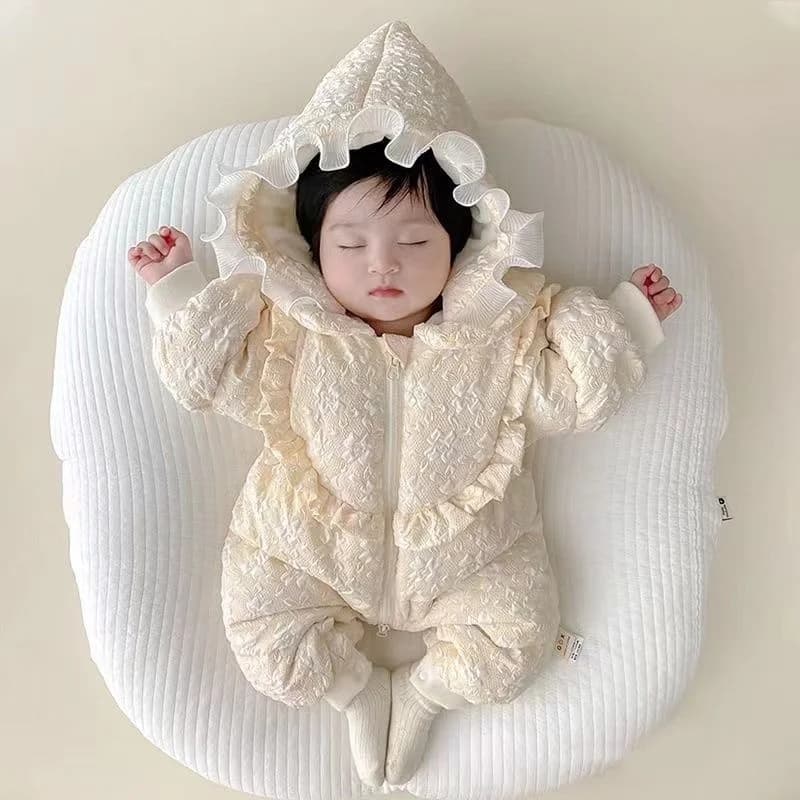 Tuta in pile spesso per neonate, giacca in cotone per bambine, abbigliamento invernale, vestiti per neonati, vestiti con marsupio, vita regolabile