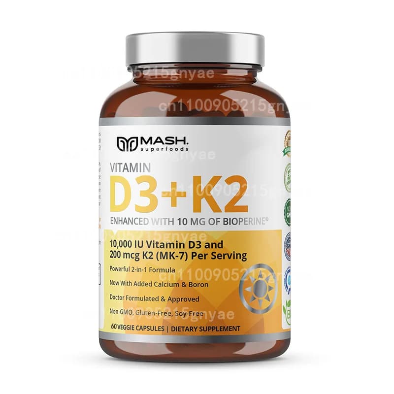D3K2 Vitamin capsule Organic vitamin supplement for teeth, skeletons and heart absorbing calcium, bone, immune system support