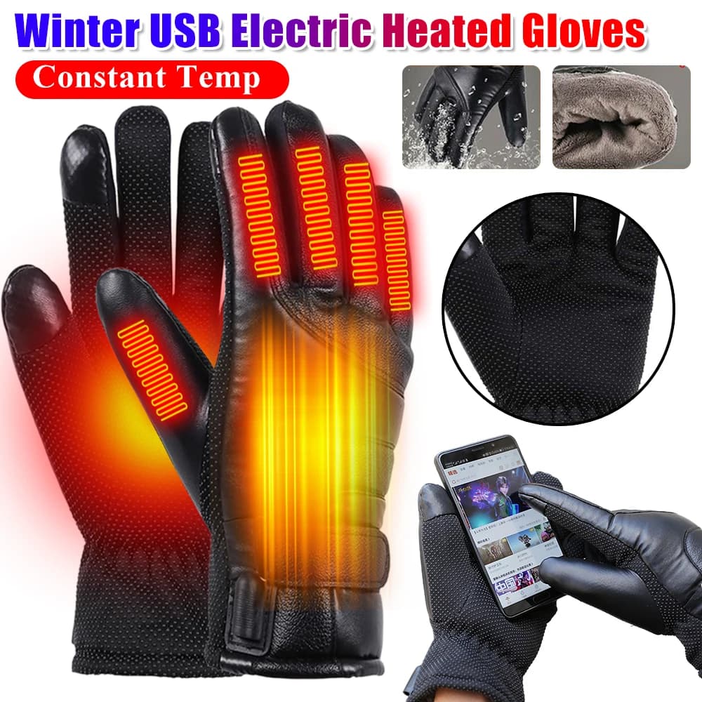 Guanti riscaldati invernali per motociclette in tempo freddo Guanti termici caldi antivento Calza riscaldante elettrica USB a temperatura costante