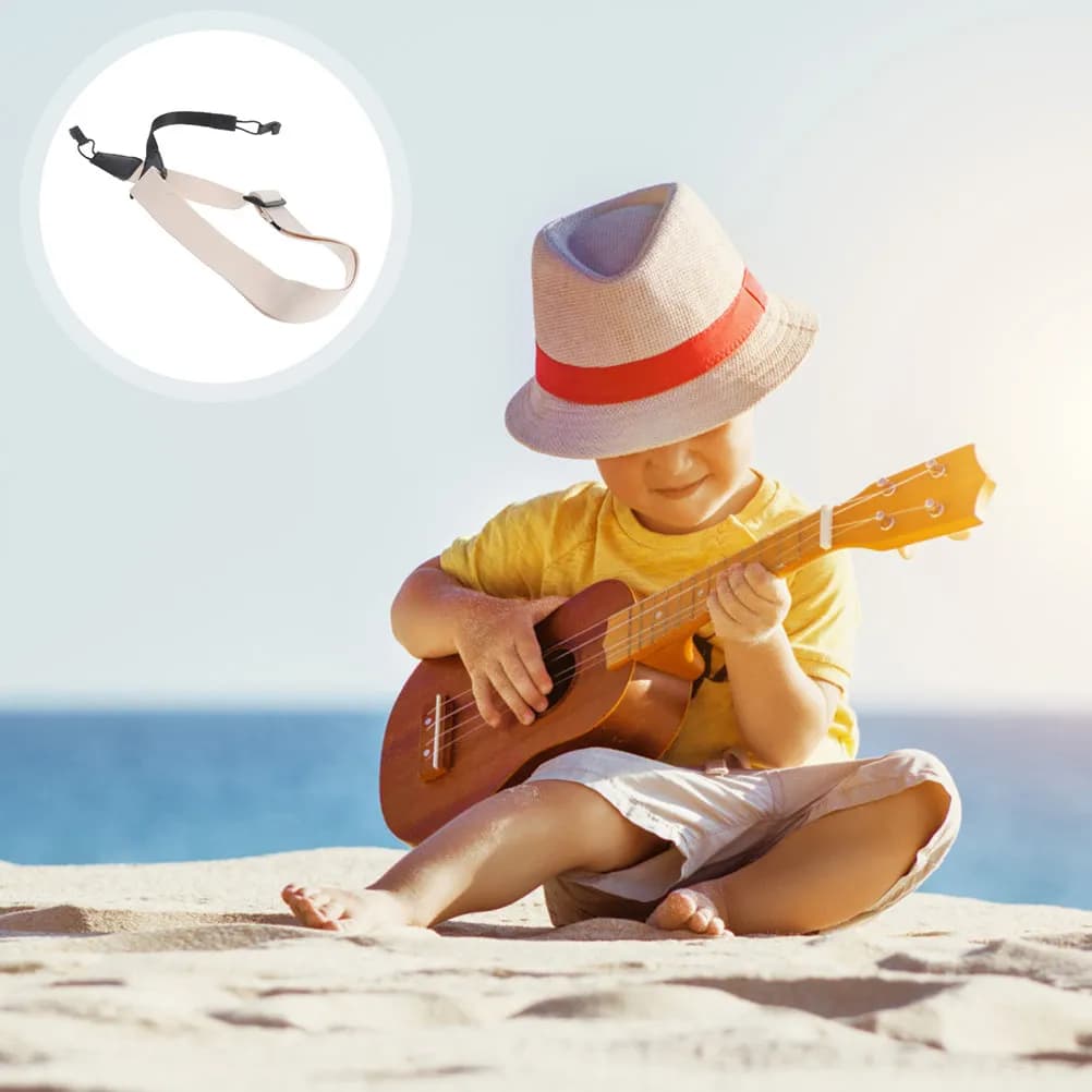 Aesthetic Ukulele Strap Shoulder Straps Belt for Clip on Adjustable White Adults