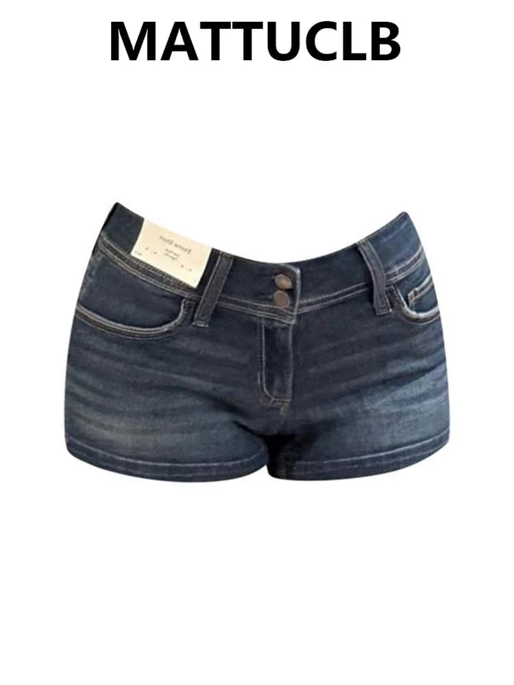 Women's Retro American Denim Shorts Abi Y2K years 2000 Harajuku High Street College Style Jeans Hot Pants Coquette Gyaru New