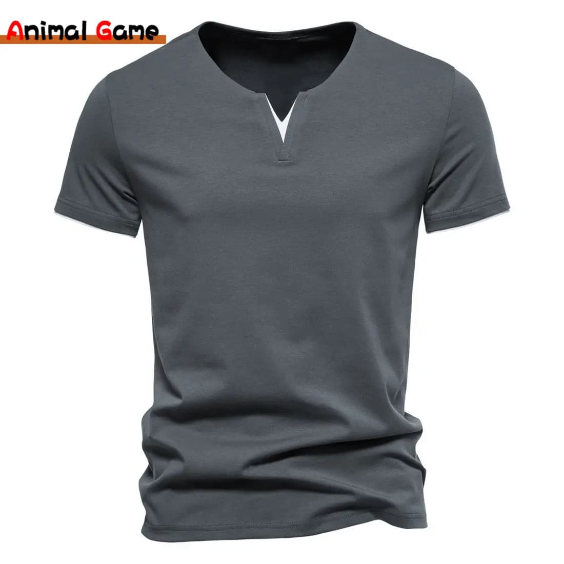 Camicie Henley da uomo a maniche corte T-shirt estiva basic slim fit in cotone casual con scollo a V