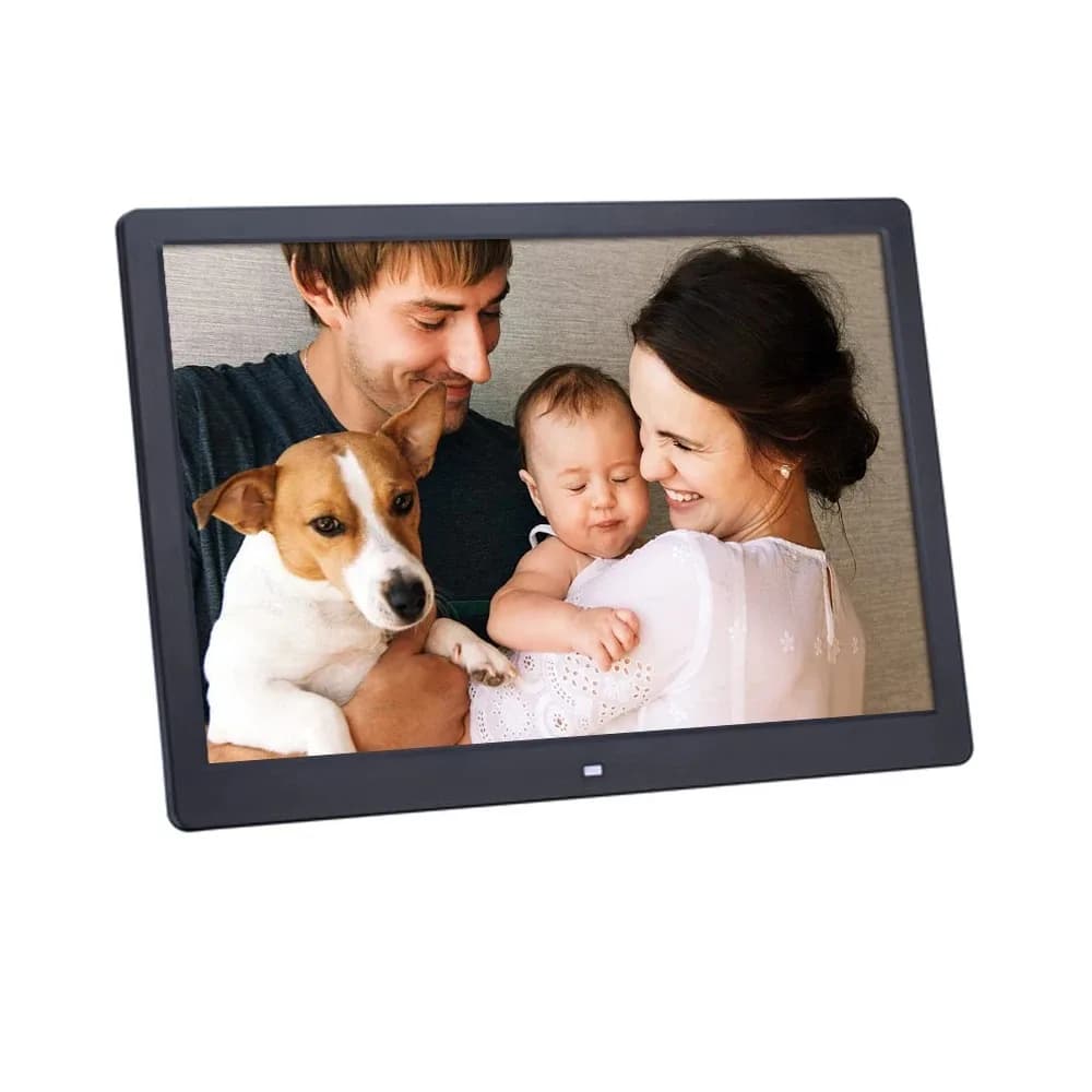 Cornice Digitale da 15 Pollici con Display LCD, Supporto USB e Scheda SD, Riproduzione Musica e Video, Multi-Diapositive, con Telecomando
