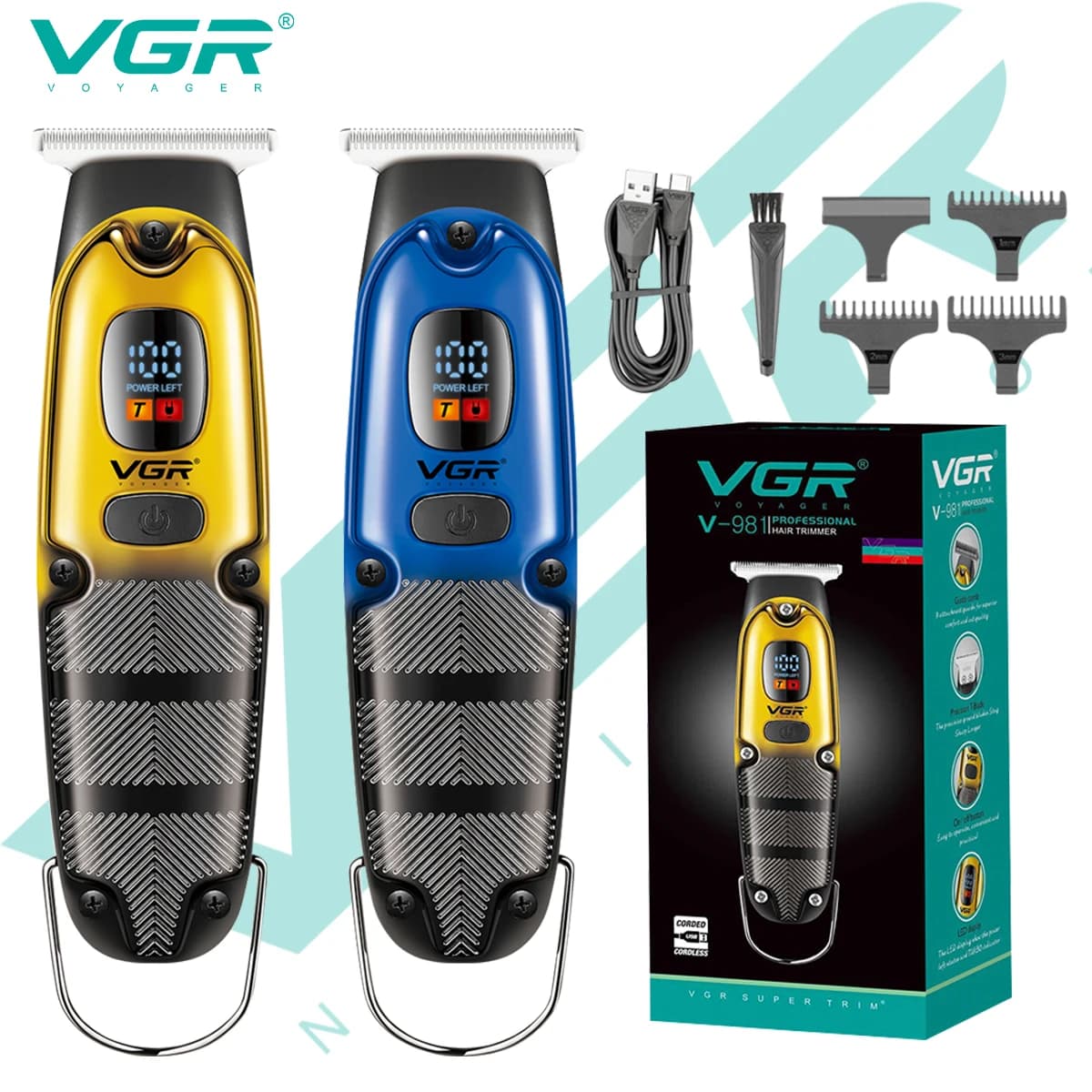 VGR Metal Case Cordless Haircuts Haircuts Barbiere Professional Haircutting Machine Trimmer Man V-981