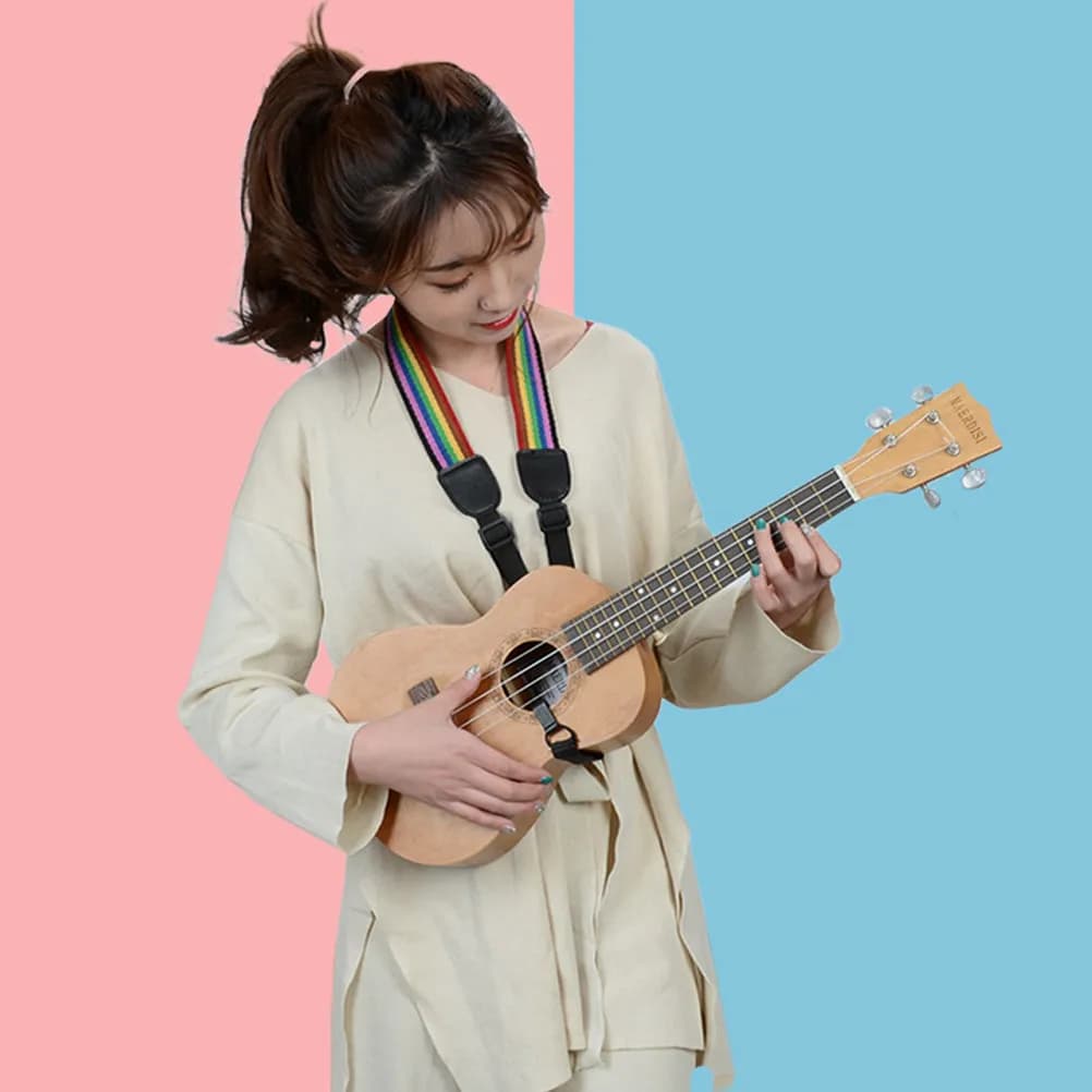 Tracolla per Ukulele Regolabile con Stampa Arcobaleno, Cinghia Resistente per Chitarra Folk, Basso e Classica