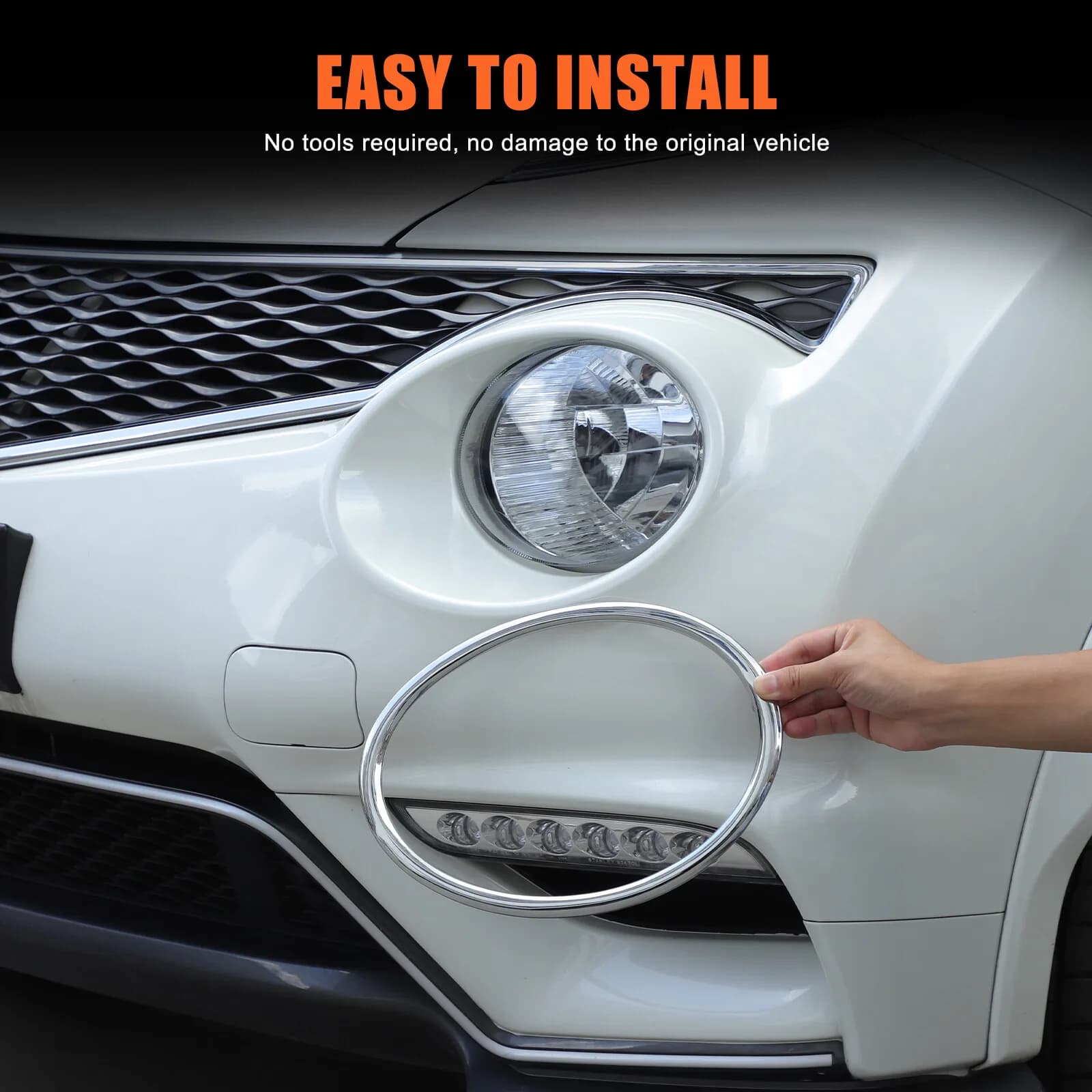 ABS Chrome Auto Anteriore Fendinebbia Anello Trim Decorativo Per Nissan Juke 2014-2024 Auto Paraurti Anteriore Fendinebbia Copertura Lunetta Accessori
