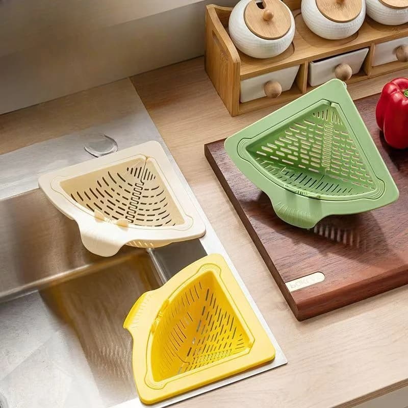 Cestello Magnetico per Scarico Lavello, Scolapiatti Triangolare per Verdura e Frutta, Filtro Raccoglitore di Scarti Alimentari, Organizzatore per Cucina