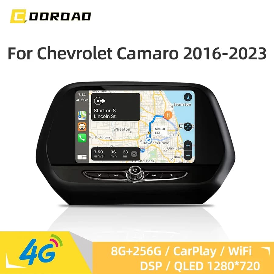 8" Android 14.0 CarPlay 4G WiFi GPS Navigation Bluetooth Multimedia Player DSP Stereo Car Radio For Chevrolet Camaro 2016-2023