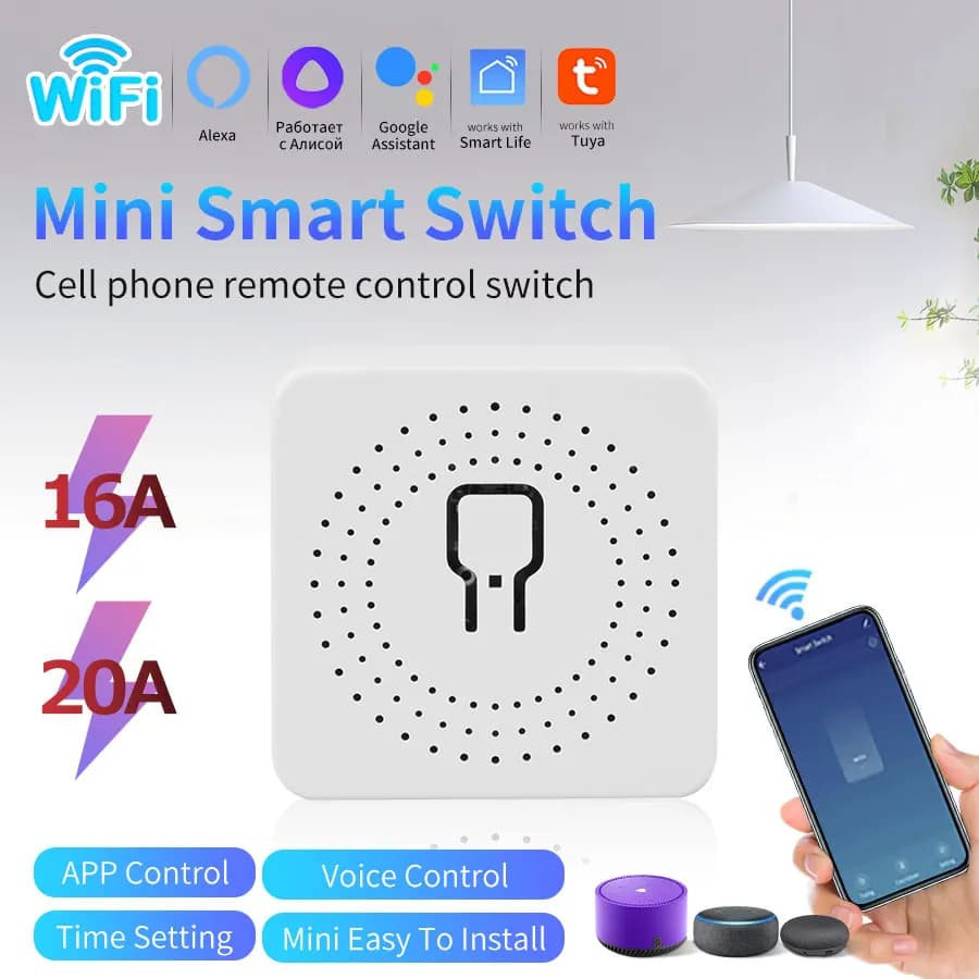 Tuya Smart WiFi Switch Controllo a 2 vie RF433Mhz Relè Ricevitore Modulo di Automazione 16A 20A Vita Intelligente APP di Controllo Alexa Google Casa