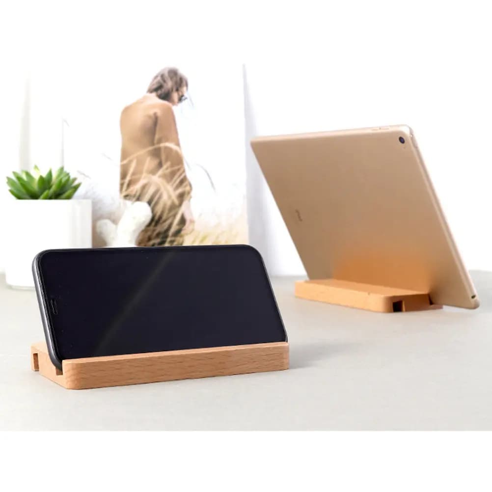 Universal Wooden Phone Stand Durable Mobile Holder Compact Cell Phone Bracket Tablet Supporter Desktop for Watching Video