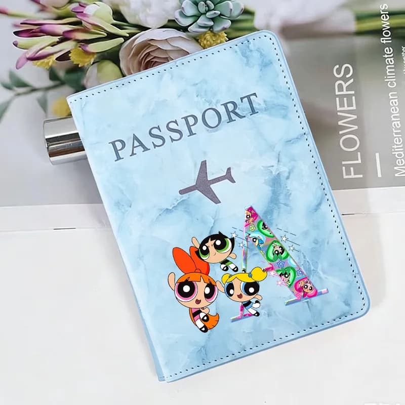 The Powerpuff Girls Passport Covers Women Ultra-thin Document Holder Cute Anime Travel Waterproof Passport ID Card Sleeve Gift