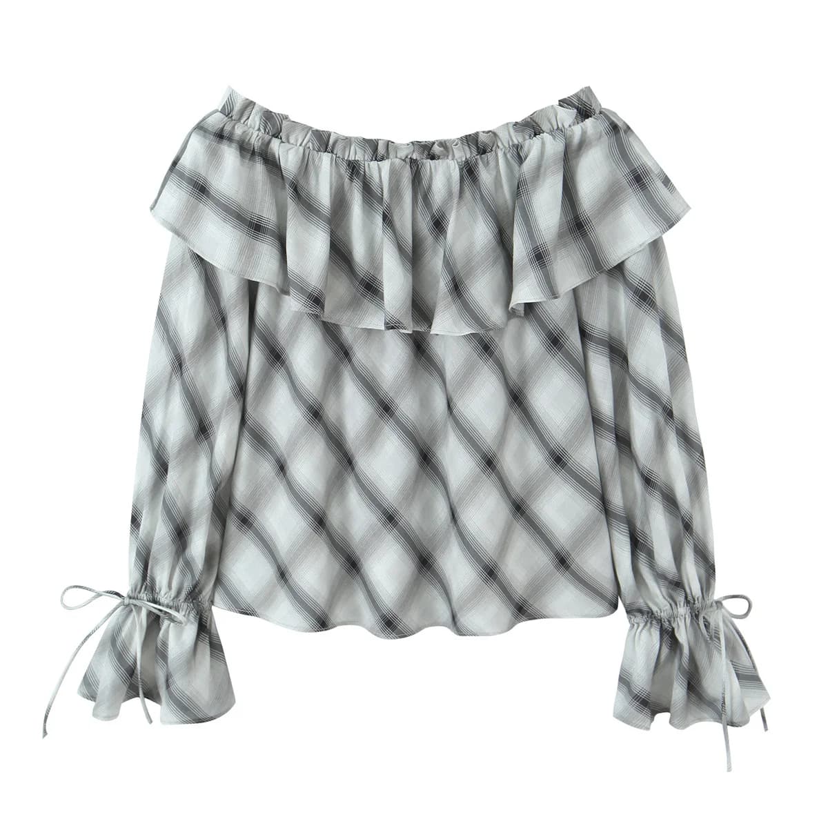 Nuove Bluse Primaverili ed Estive 2026 per Donna, Eleganti in Stile Francese con Volant e Pieghe, Camicie Vintage Chic a Quadri con Collo a Barca e Strati