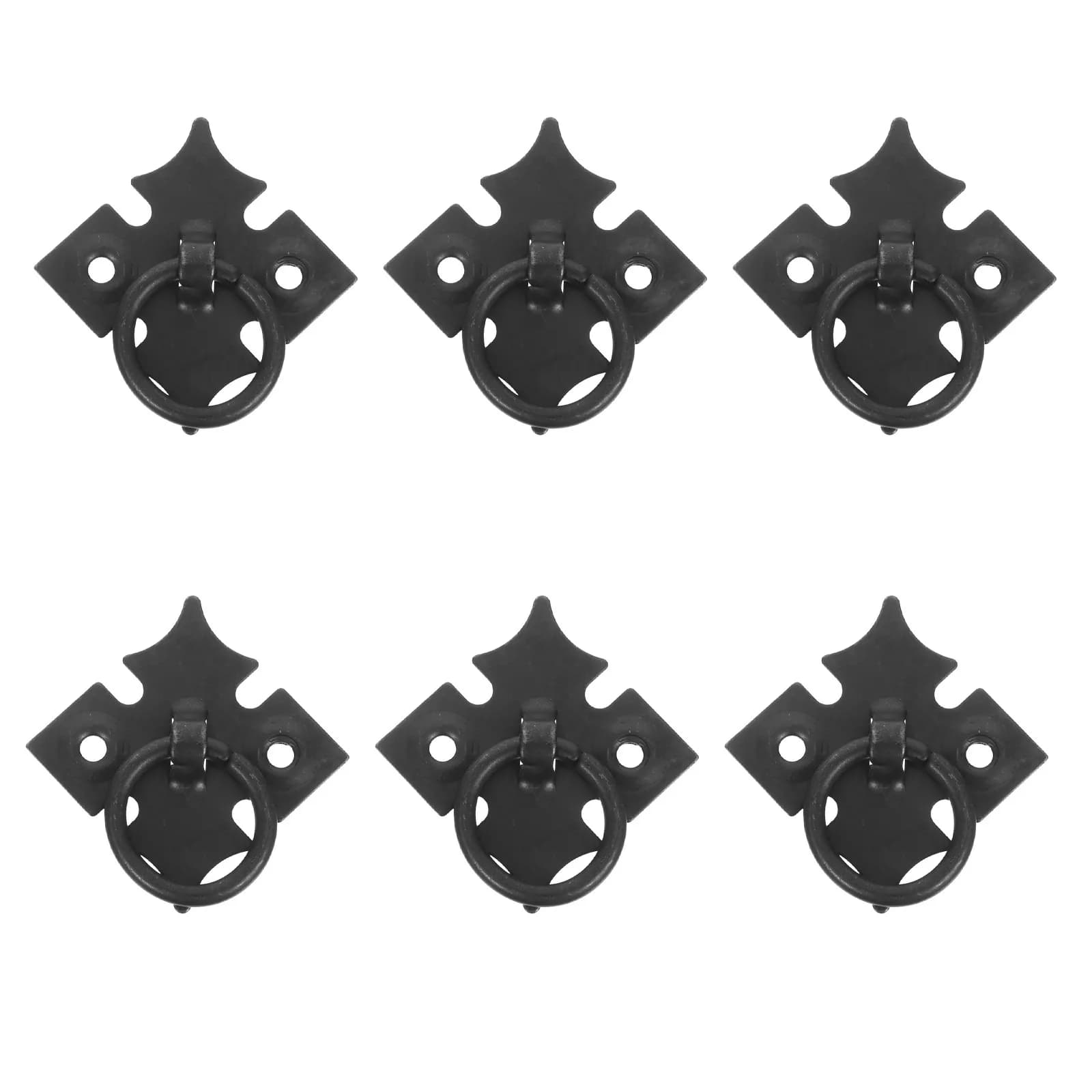 6 Pezzi Maniglie Vintage in Ferro Nero a Foro Singolo Stile Cinese a Quattro Foglie per Cassetti, Armadietti da Cucina, Cassettiere e Guardaroba