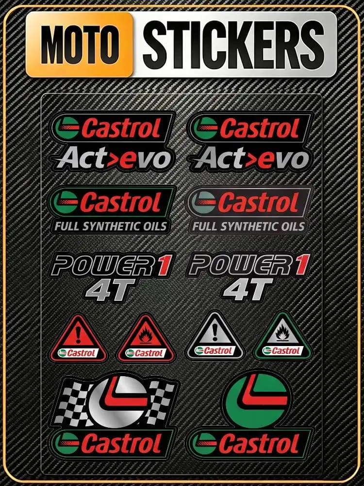 Adesivi Riflettenti Impermeabili Multiuso Universali FOR CASTROL per Auto, Bici, Casco, Tazza, Frigorifero - Decorazione e Copertura Graffi