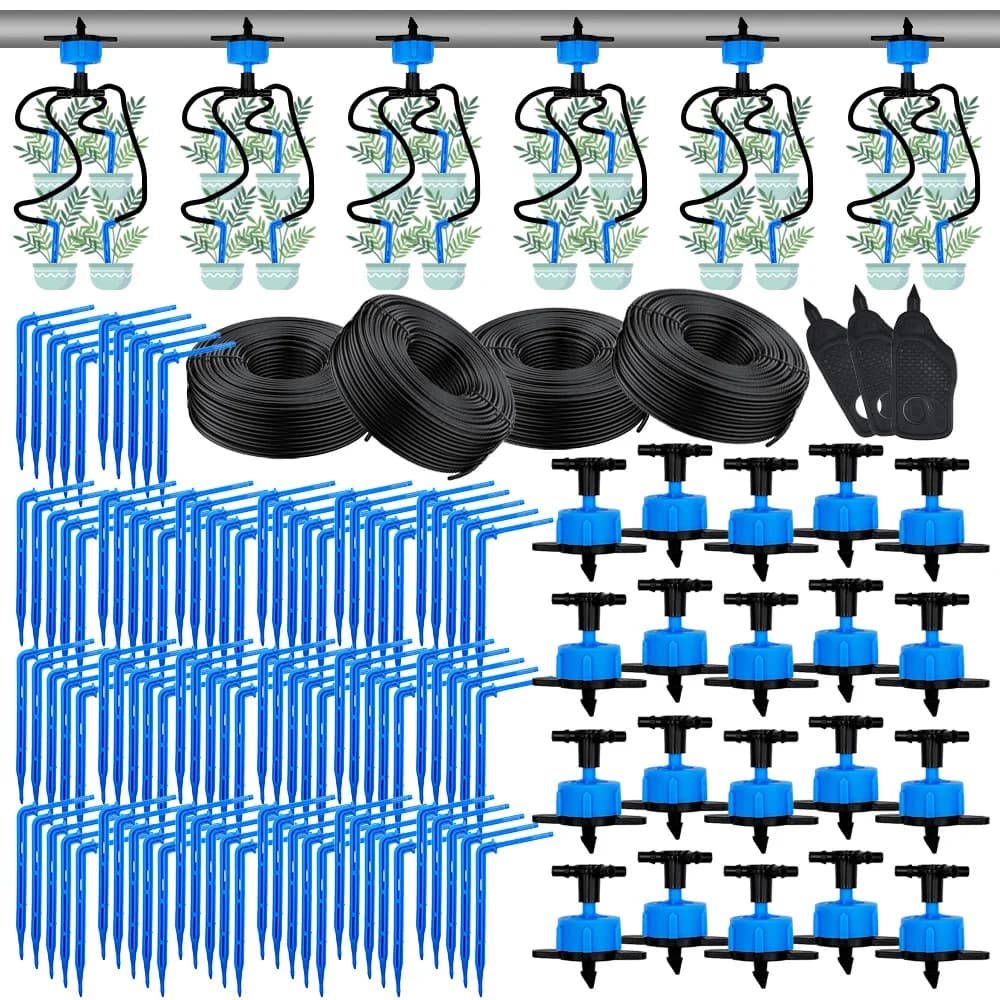 100-10M 4/2-Way 8L Trasmettitore di irrigazione a freccia a goccia Sistema di irrigazione Gocciolatore Kit di irrigazione Irrigatore Piantare in vaso