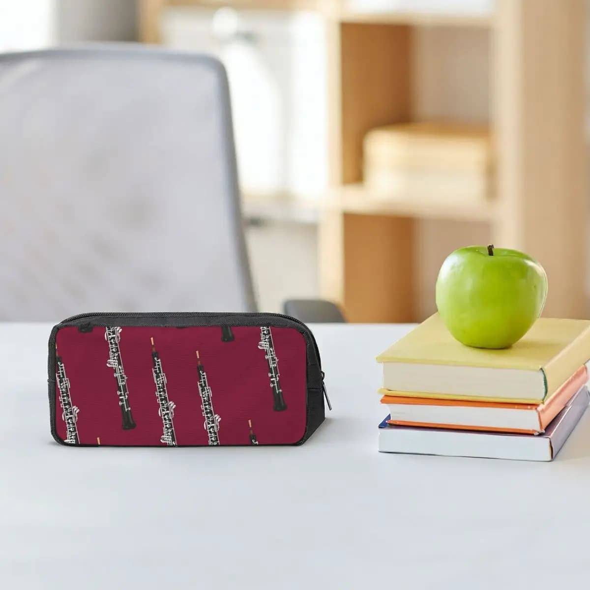 Oboe On Dark Red Pencil Cases for Student Gifts Pen Box Pencil Bag Big Capacity Pencil Pouch Pen Holder