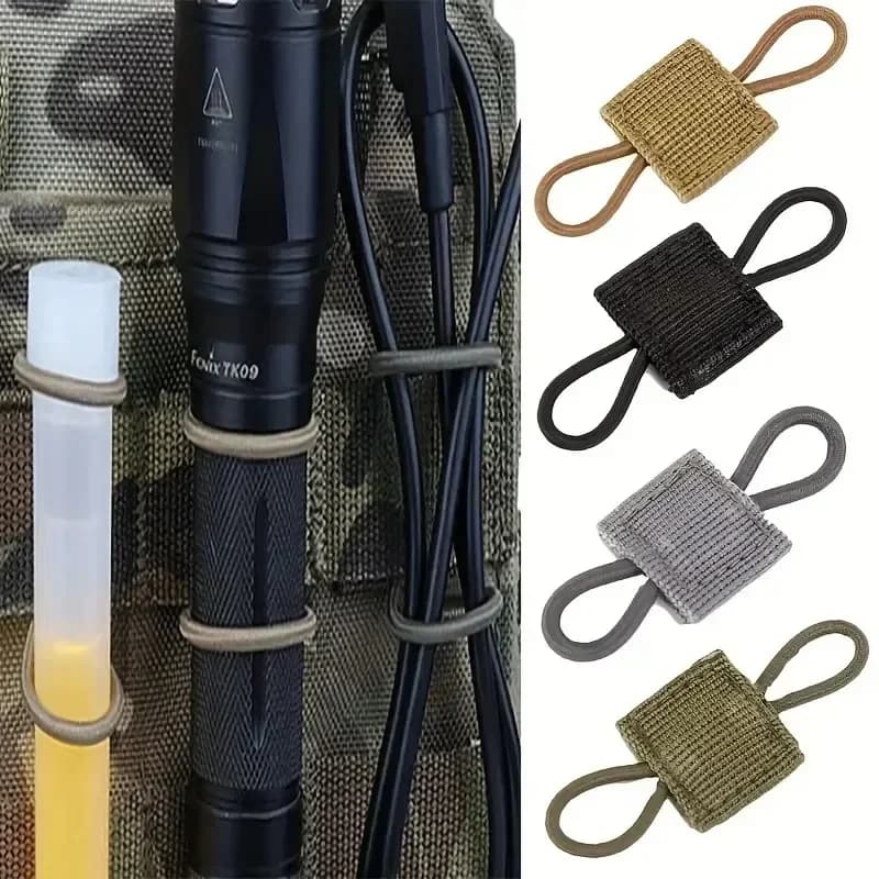 10 pcs MOLLE Elastico Nylon Weaving Tape Buckle Outdoor Hiking Caccia Backpack Vest PTT Antenna Bastone Tubo Vincolante Fermo
