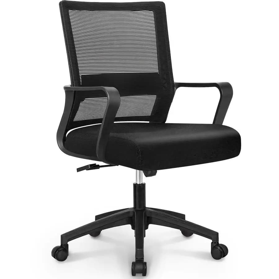 Sedia da Ufficio Ergonomica con Schienale Medio in Rete, Ruote e Supporto Lombare, Girevole e Regolabile per Casa e Ufficio