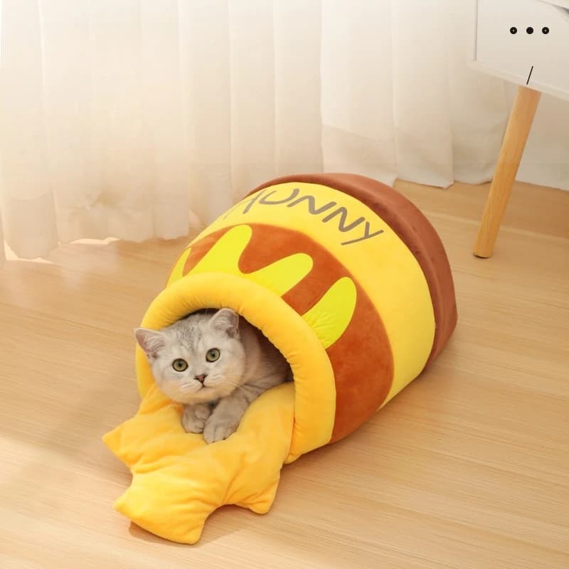 Cuccia per Gatti a Forma di Barattolo di Miele, Lettiera Calda per Gatti, Sacco a Pelo Invernale, Cuccia per Gatti, Forniture per Animali Domestici