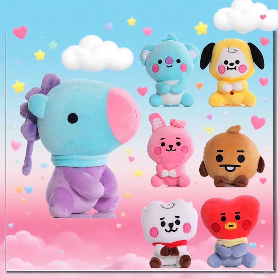 2026 Hot BT21 Plush Toys Kawaii Mini Keychain Anime Pendant Ornament for Kids Toy About 12cm Soft Stuffed Animals Doll Gift