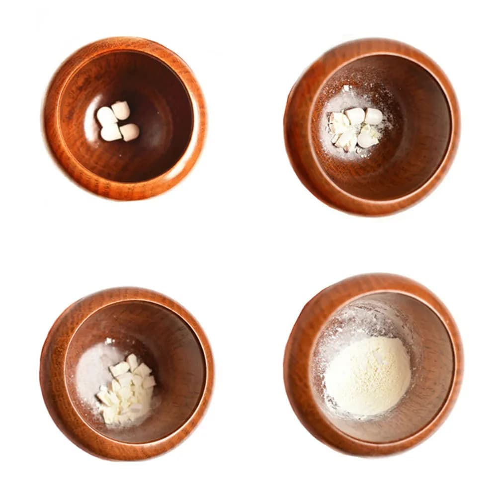 Set Mortaio e Pestello in Legno per Aglio, Ciotola con Piedistallo, Macinino per Spezie da Cucina, Ergonomico, Facile da Pulire, Moderno
