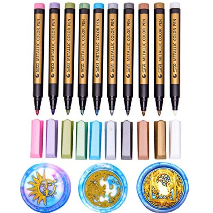 Wax Seal Pen, Wax Pen for Decorating Wax Seal Stamp, Premium Metallic Marker Color Pen for Wedding Wax Envelope Seal, Fit All B