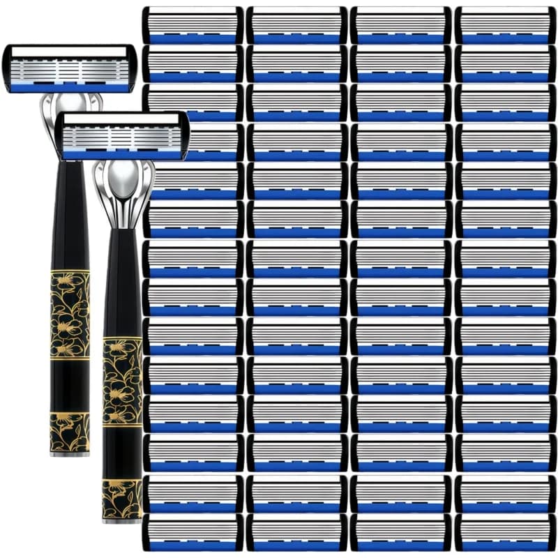 6 Blade Manual Razor, Stainless Steel Classical Razor Double Edge for Shaving Barba and Baffi