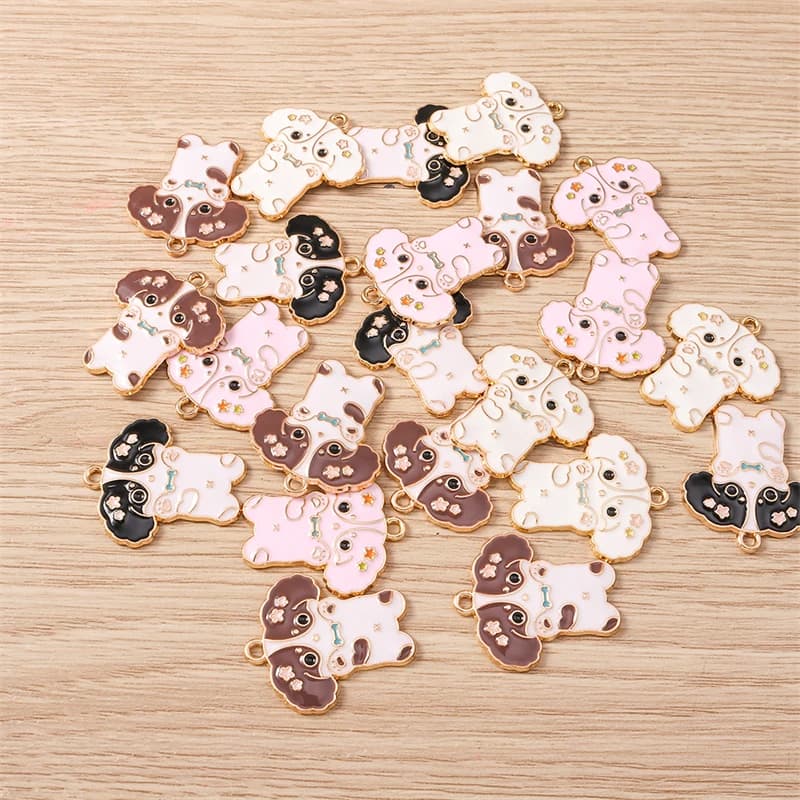 10 Pezzi Ciondoli Smaltati a Forma di Animali Cartoon, Ciondoli a Forma di Cane per Creazione Gioielli, Collane, Orecchini, Bracciali, Accessori Fai da Te