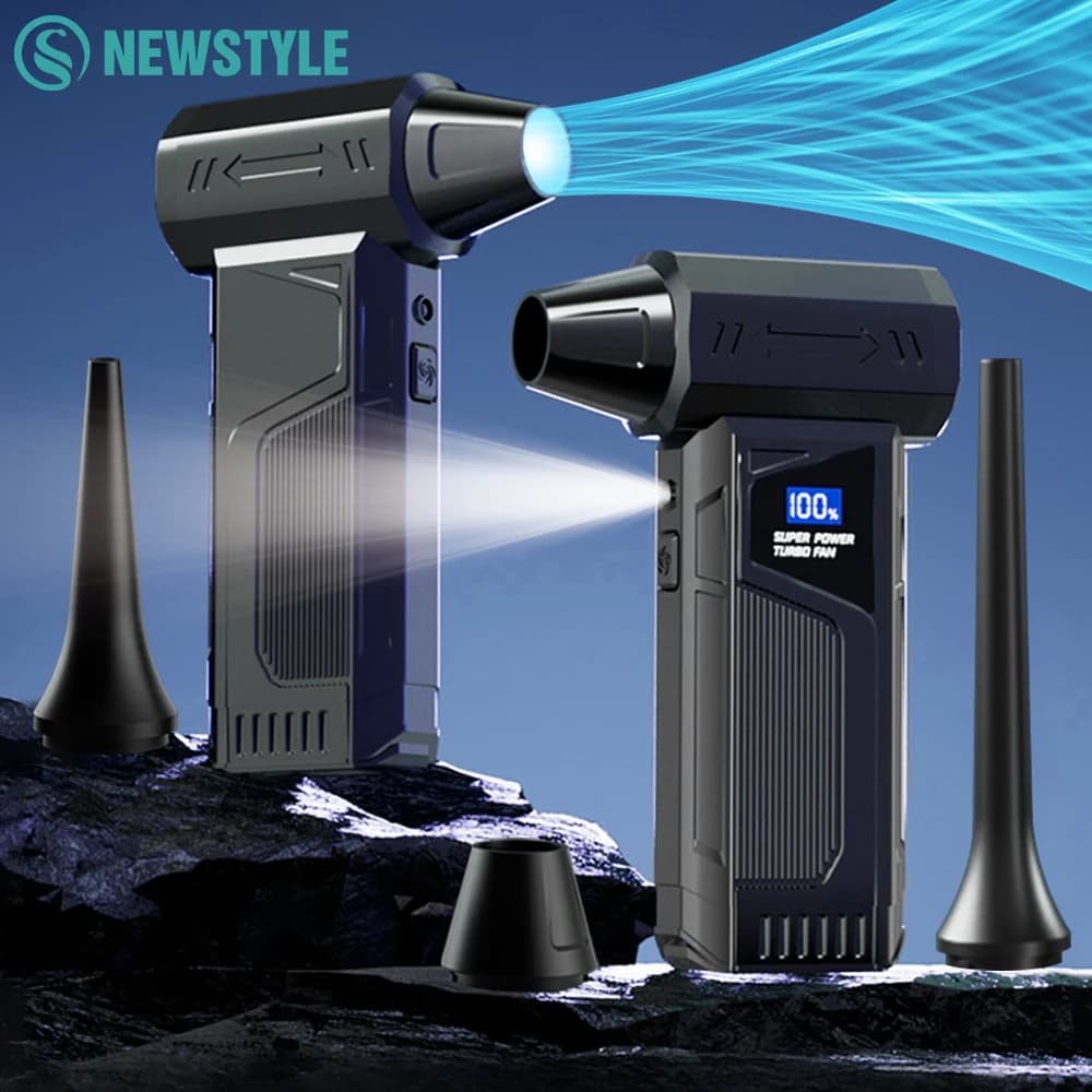 Soffiatore d'aria portatile palmare 180000 RPM, ventola turbo ad alta velocità con illuminazione LED, mini aspirapolvere per auto ricaricabile USB