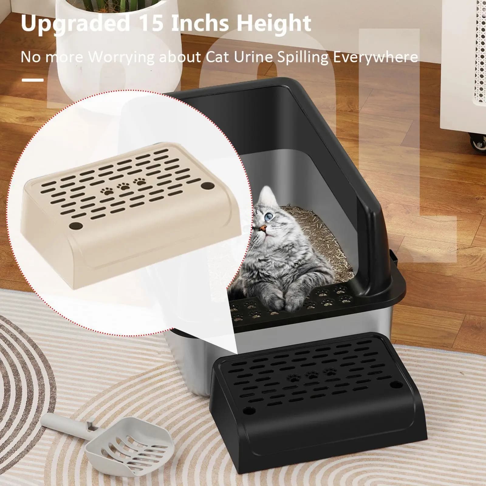 Footboard for Small Cats Litter Case Door Slope Plastic Cat Litter Mat Ramp for Cat Litter Box Cabinet