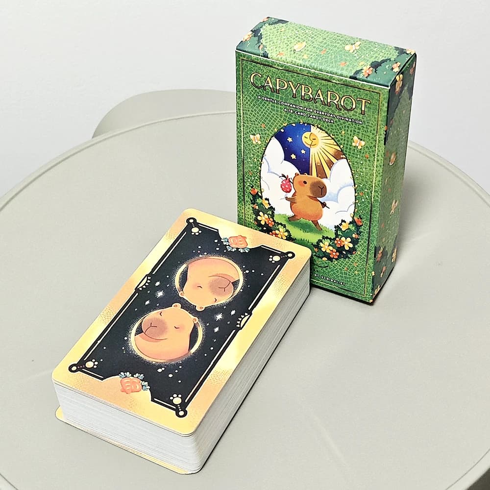 Mazzo di tarocchi Capibara 78 graziose carte dei tarocchi porta che l'atmosfera rilassante e energia in un mazzo di tarocchi 10,3 * 6 cm
