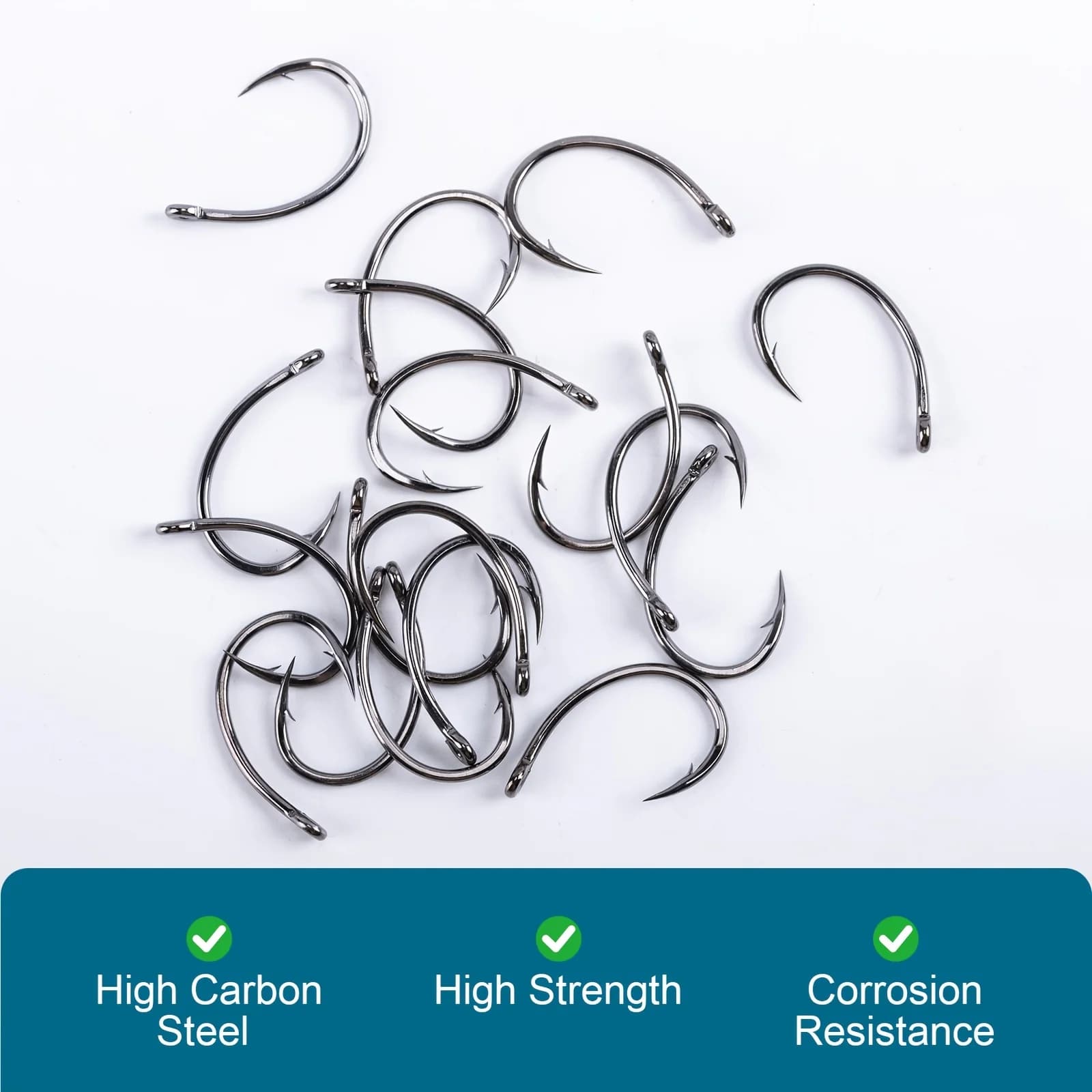 Set of fishing hooks High carbon steel gotures, 100 pieces, circular hooks with ardillon, 4 sizes, corrosion resistant, with box.