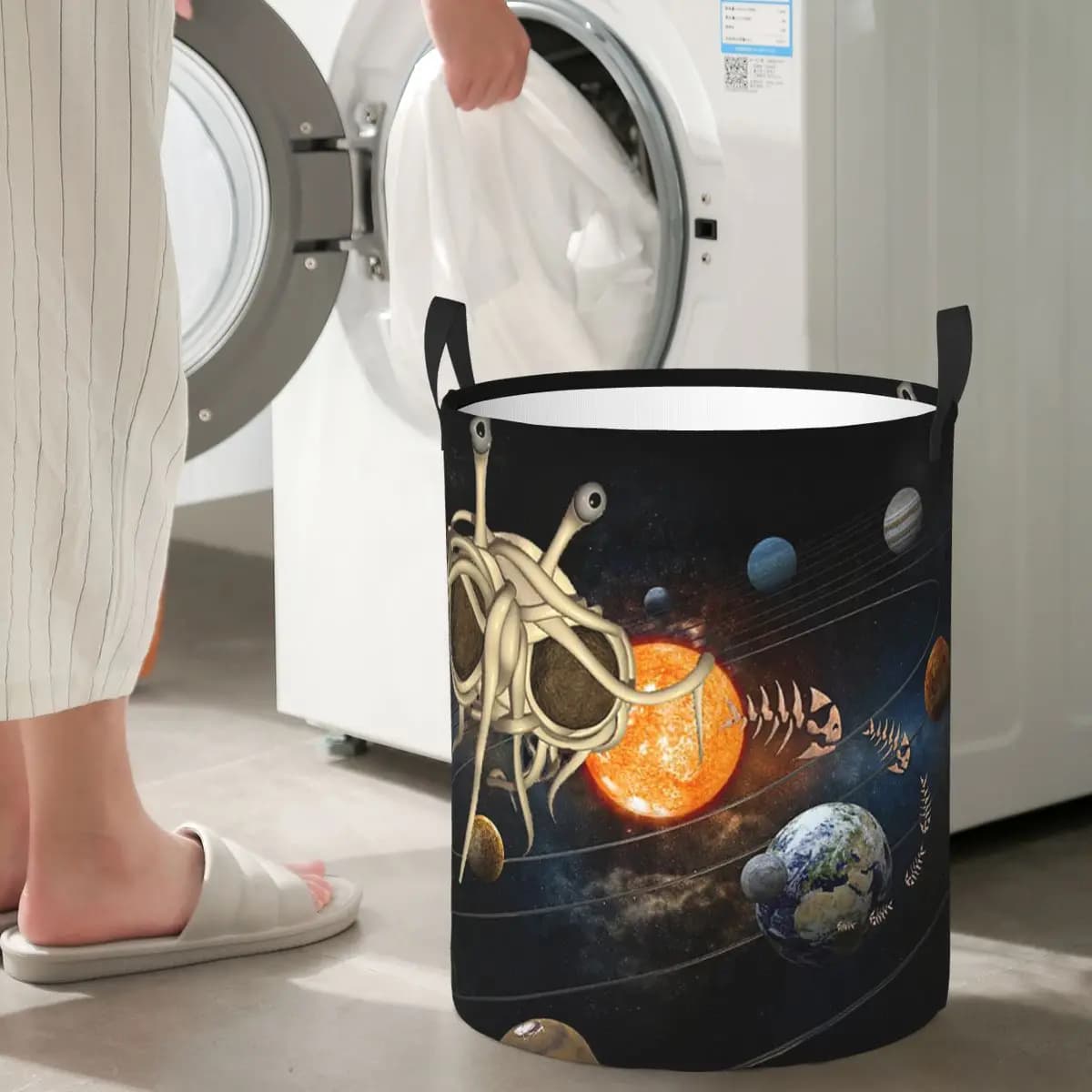 Il mostro di spaghetti volanti Spaghetti volanti Monsterismo FSM Cestini per biancheria pieghevoli Vestiti sporchi Cestino per giocattoli Borsa per la casa