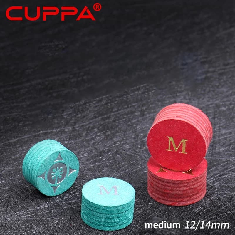 Punte per stecche da biliardo CUPPA, punta da biliardo professionale, accessorio per stecche da biliardo, punta in pelle di maiale a sette strati, dimensioni 12 mm 14 mm