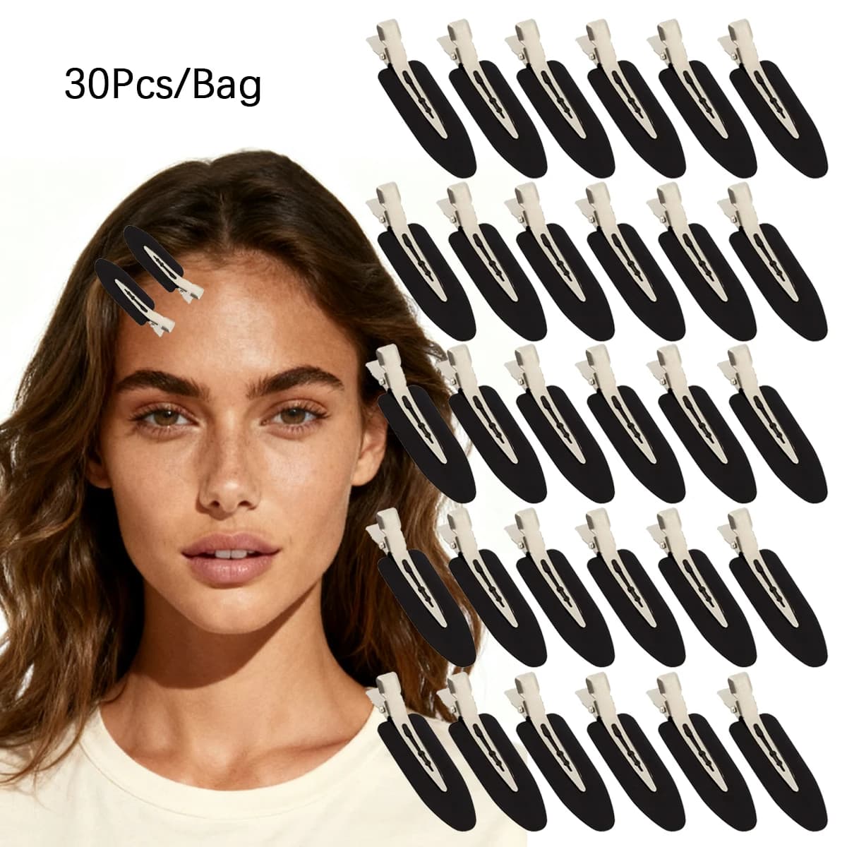 30pcs/set hair side notch clip, seamless hair clip without bending, non slip styling hair clip, Special for Real Hair Wigs