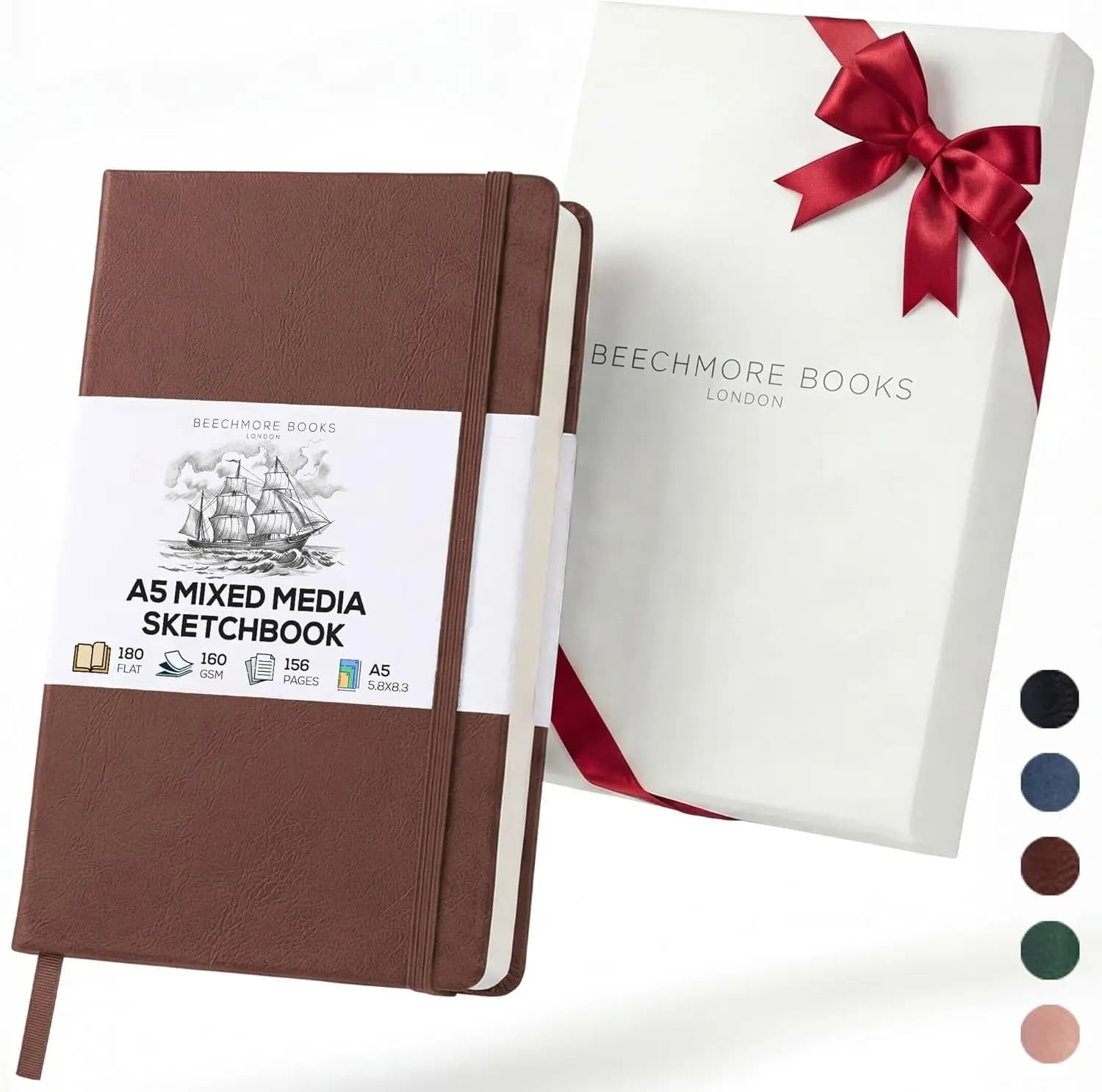 A5 Mixed Media Sketchbook 5.8x8.3 Hardcover Lay-Flat Art Journal 160 GSM Paper for Drawing Ink and Light Watercolor