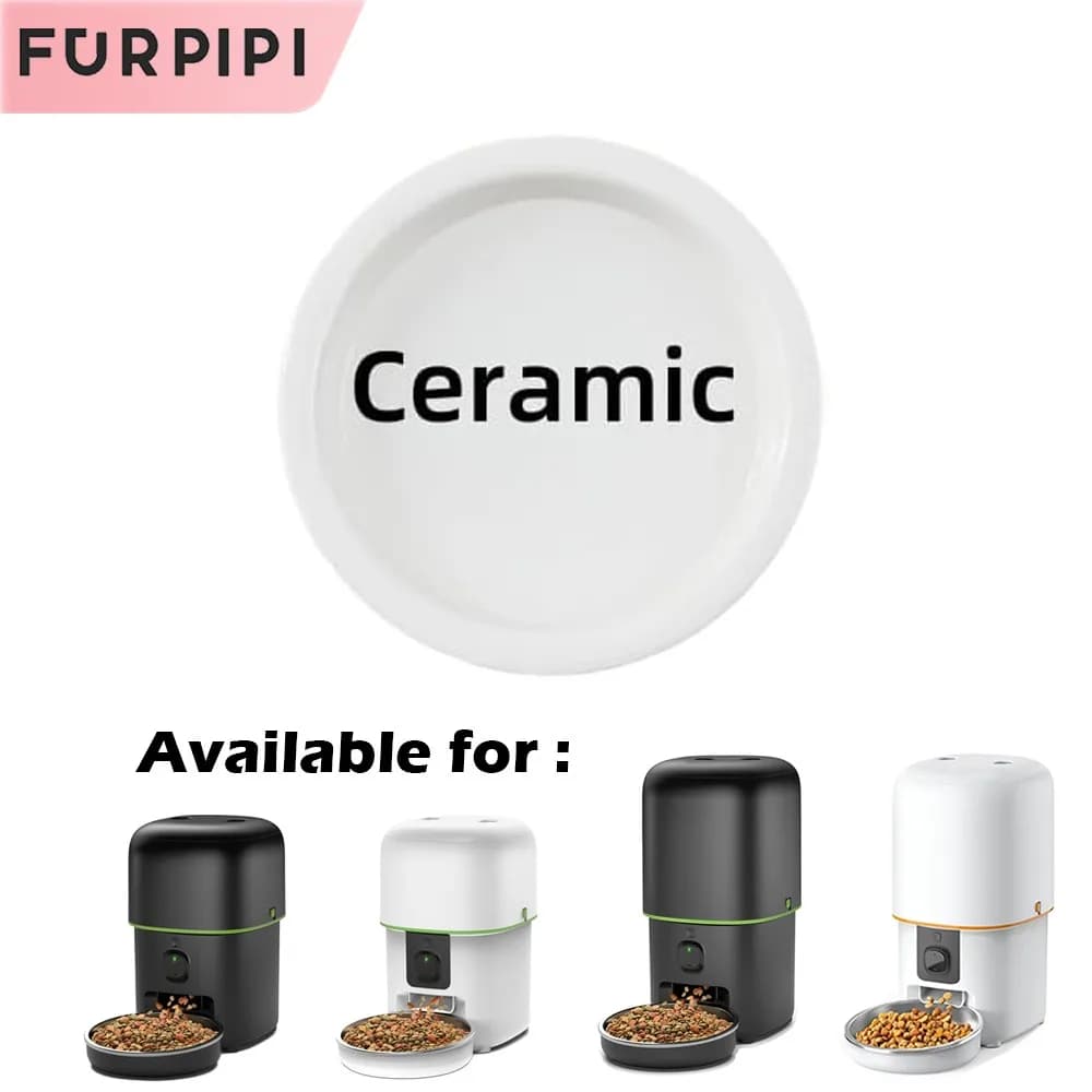 Furpipi Alimentatore automatico per gatti Ciotola in ceramica Pet Smart Cat Food Kibble Dispenser Alimentatore Ciotola in ceramica per cani Gatti Accessori