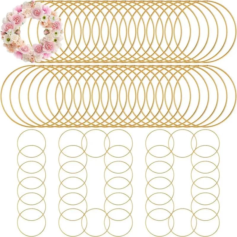 A84X-100 Pcs Wedding Table Decor Metal Rings For Crafts For DIY Macrame Dream Catcher Supplies Gold Hoops Wall Hanging