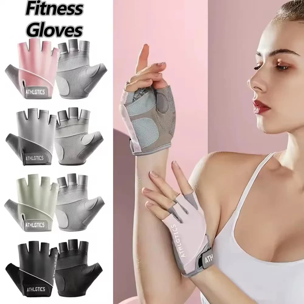 1Pair Breathable Cycling Gloves Workout Gym Gloves for Men Women Weight Lifting Fingerless Gloves Training Exercise Fitness