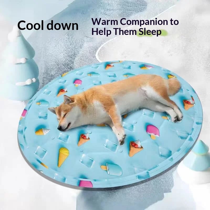 Summer Pet Cooling Mat Ice Pad, Non-Slip Dog Cat Cool Bed for Floor, Durable Chew Resistant, Indoor Use with Multiple Sizes