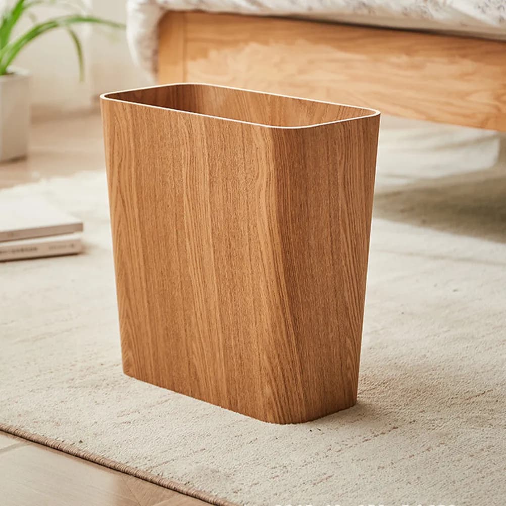 Elegante cestino per rifiuti in legno, contenitore per spazzatura domestica, cestino per rifiuti per camera da letto, ufficio, cucina, contenitore decorativo per la casa