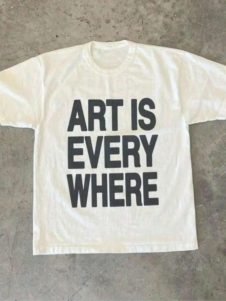 T-shirt oversize con grafica Art Is Everywhere, in cotone, girocollo, casual, estiva