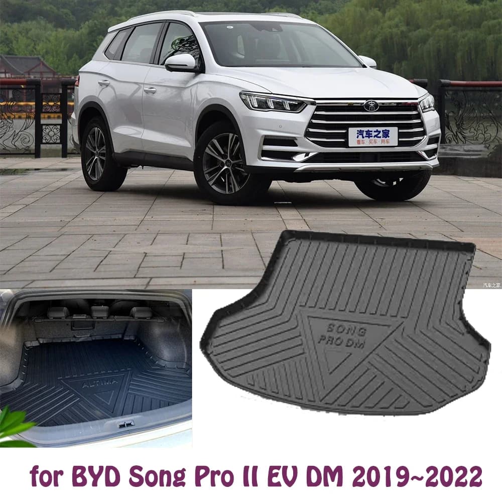 Carpet Rubber Car Boot Cargo for BYD Song Pro II EV DM 2019~2022 Liner Trunk Floor Mat Luggage Protective Pad Rug Accessories