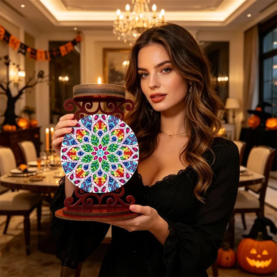 Flower candle holder Halloween holiday gift Diamond Painting Kits Drill DIY Crystal Rhinestone Mosaic Art Craft Home Decor