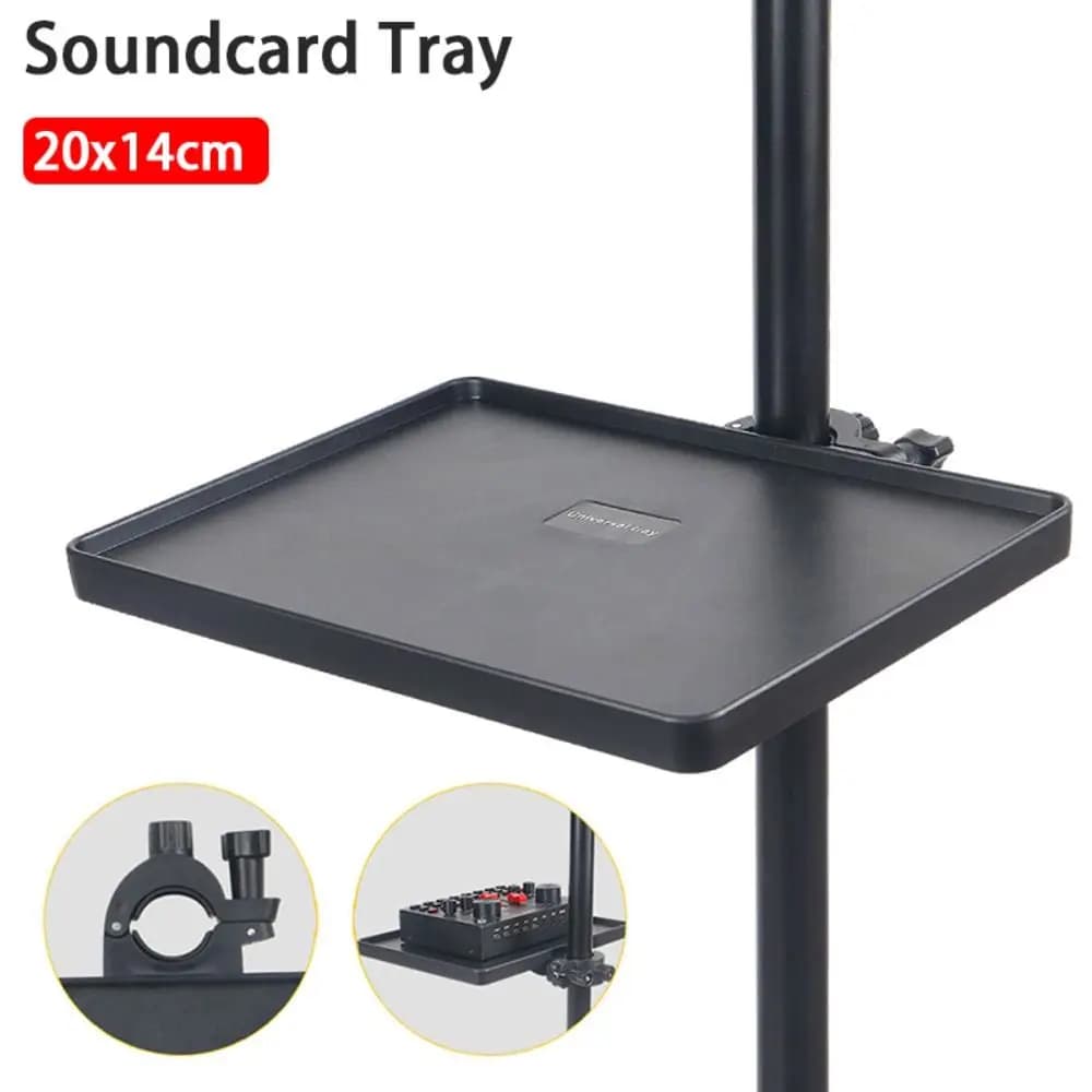 New Universal Microphone Stand Adjustable Clamp Soundcard Tray Tripod Bracket Holder Clamp for Live Streaming Sound Card Tray